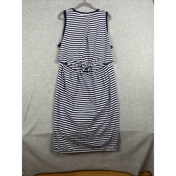 J.Crew Striped Tie Back Midi Dress Womens Size XXL Stretch Coastal Nautical - Picture 2 of 11